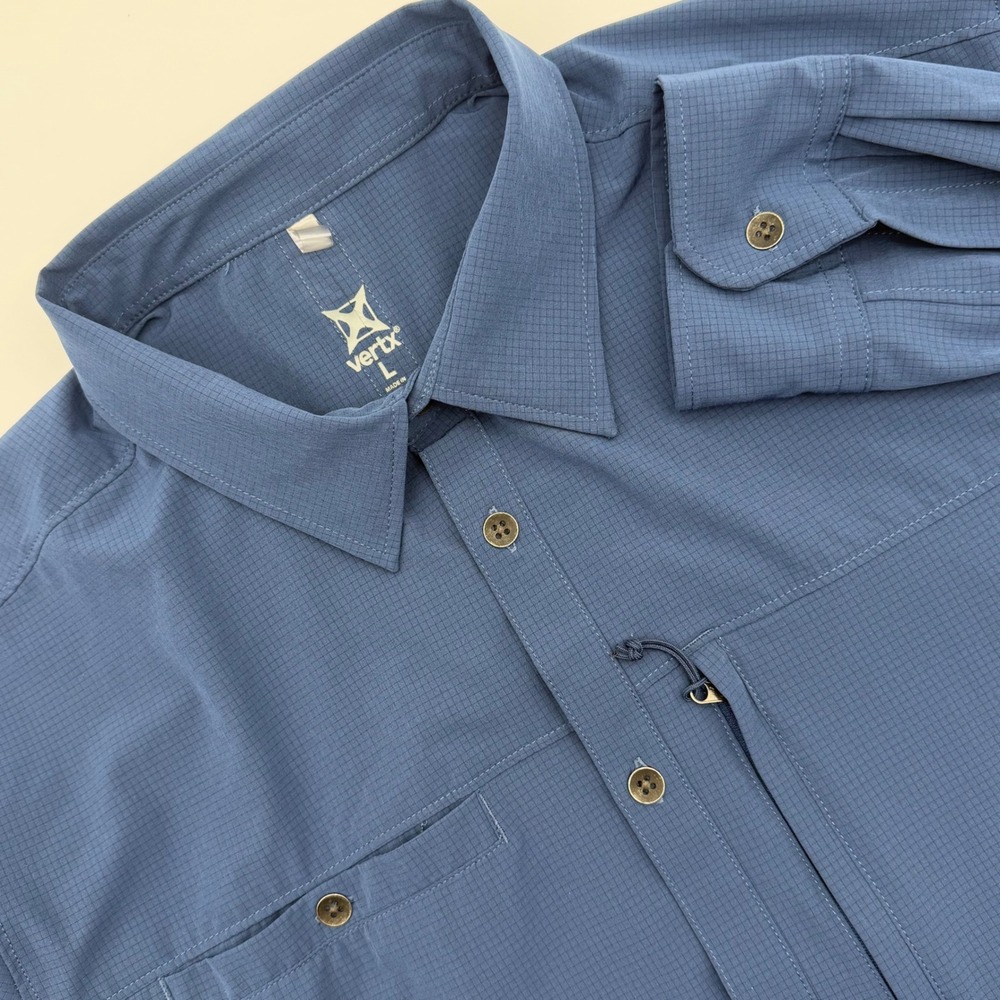 Vertx Mens Blue Ripstop Tactical Long Sleeve Button Down Shirt Large Vented V2